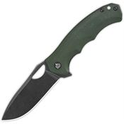 QSP 153C2 Gorilla Black Stonewashed Linerlock Knife Green Handles