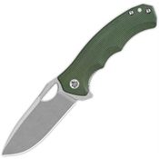 QSP 153C1 Gorilla Stonewashed Linerlock Knife Green Handles