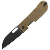 QSP 154G Variant PE Black Stonewashed Linerlock Knife Bronze Handles