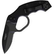 Regiment Blades ALF Auto Lock Black Part Serrated Folder Knife Black Handles