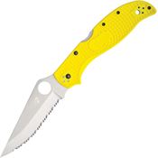 Spyderco 258SYL Stretch 2 XL Serrated Lockback Knife Yellow Handles