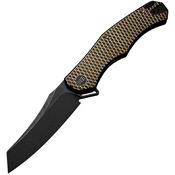 Viking Tactics CG3 RekkeR Black Stonewashed Framelock Knife Gold Handles