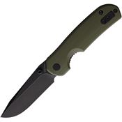 Vosteed A1402 Chipmunk Black Stonewashed Linerlock Knife Green Handles