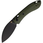 Vosteed A0207 Mini Nightshade Black Stonewashed Crossbar Lock Knife Green Handles