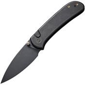 WE 22030F1 Qubit Button Lock Knife Black Stonewashed Handles