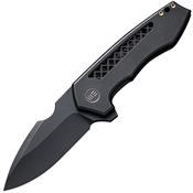 WE 230191 Harpen Black Stonewashed Framelock Knife Black Handles