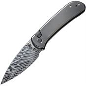 WE 22030FDS1 Qubit Damasteel Button Lock Knife Orange Handles