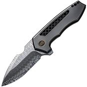 WE 23019DS1 Harpen Damasteel Framelock Knife Gray Handles