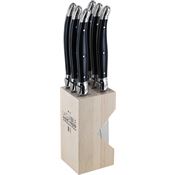 Andre Verdier 706NBBP Laguiole Steak Knife Set Black Handles