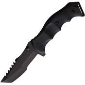 ElitEdge 10A62BK Tactical Black Sawback Assist Open Linerlock Knife Black Handles