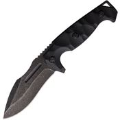 ElitEdge 20681BK Tactical Black Stonewashed Fixed Blade Knife Black Handles