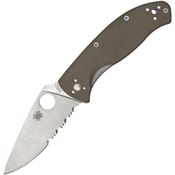 Spyderco 122GBNM4PS Tenacious Serrated Linerlock Knife Brown G10 Handles