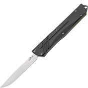 Bear & Son OTF500ALBKS Large Auto Double Clutch IV Satin D2 OTF Knife Black Handles