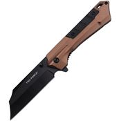 Tac Force 1047BR Assist Open Black Linerlock Knife Brown Handles