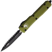 Microtech 1223OD Auto Ultratech Black Double Edge OTF Knife OD Green Handles