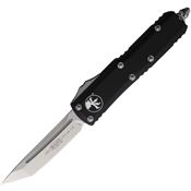 Microtech 23310 Auto UTX-85 Stonewashed Tanto Edge OTF Knife Black Handles