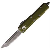 Microtech 23312APOD Auto UTX-85 Apocalyptic Serrated Tanto OTF Knife OD Green Handles