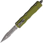 Microtech 22511APOD Auto Dirac Apocalyptic Part Serrated Double Edge OTF Knife OD Green Handles