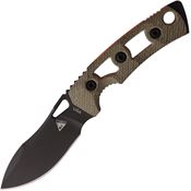 Fobos 080 Tier 1 Mini Mini Black Fixed Blade Knife OD Green Handles