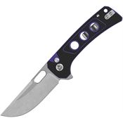 QSP 156B1 Unicorn Stonewash Button Lock Knife Purple Handles