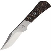 Fhior FT115 Flint Framelock Knife Copper Carbon Fiber Handles