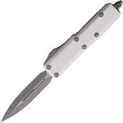 Microtech 23210APCR Auto UTX-85 Apocalyptic Double Edge OTF Knife Silver Handles