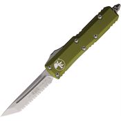 Microtech 23312OD Auto UTX-85 Stonewash Serrated Tanto OTF Knife OD Green Handles