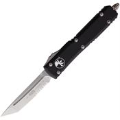 Microtech 12311 Auto Ultratech Part Serrated Stonewash Tanto OTF Knife Black Handles