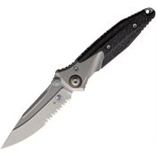 Microtech 260M8CFTI Socom Bravo Mini Part Serrated Bead Blast Framelock Knife Gray/Carbon Fiber Handles