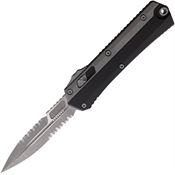 Microtech 18412AP Auto Glykon Apocalyptic Serrated OTF Knife Black Handles