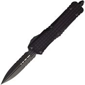 Microtech 1422CTDSH Auto Combat Troodon Black Double Edge OTF Knife Black Handles