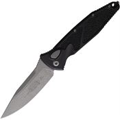 Microtech 160A10 Auto Socom Elite Stonewash Button Lock Knife Black/Black Traction Handles