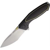 Remette KF2 Kingfisher Satin Framelock Knife Black/Gold Titanium Handles