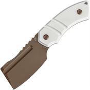Kansept 2030A8 Korvid S Rose Gold Fixed Blade Knife White G10 Handles