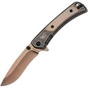 Browning 0544B Jericho D2 Drop Point Framelock Knife Black/Copper Handles
