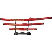 China Made 927029RD Gold Dragon Samurai Set Red Handles