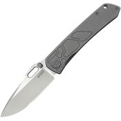 Kubey 259B Blackout Two Tone Drop Point Framelock Knife Gray Titanium Handles