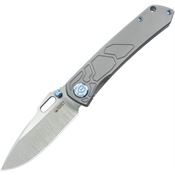 Kubey 259A Blackout Drop Point Framelock Knife Gray Titanium Handles