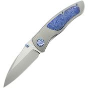 Kubey 258D Vertigo Stonewash Wharncliff Framelock Knife Gray/Timascus Handles