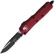 Microtech 2312MR Auto UTX-85 Part Serrated Two Tone Single Edge OTF Knife Merlot Handles