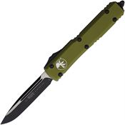 Microtech 1211OD Auto Ultratech Black Single Edge Drop Point OTF Knife OD Green Handles