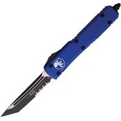 Microtech 1232NA Auto Ultratech Part Serrated Two Tone Tanto Edge OTF Knife Navy Handles