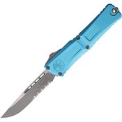 Microtech 114311APTQ Auto Combat Troodon Gen III Apocalyptic Part Serrated Single Edge OTF Knife Turquoise Handles