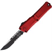 Microtech 11432RD Auto Combat Troodon Gen III Part Serrated Two Tone OTF Knife Red Handles