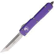 Microtech 12312PU Auto Ultratech Serrated Stonewash Tanto Edge OTF Knife Purple Handles