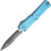 Microtech 114211APTQ Auto Combat Troodon Gen III Stonewash Part Serrated Single Edge Dagger OFT Knife Turquoise Handles
