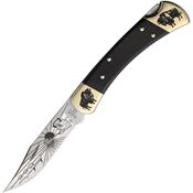 Yellowhorse 455 Buffalo Custom Buck 110 Lockback Knife Ebony Wood Handles
