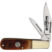 Queen AWB281 Carbon Steel Barlow Knife Amber Winter Bottom Jigged Bone Handles