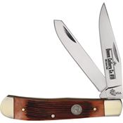 Queen AWB54 Carbon Steel Trapper Knife Amber Winter Bottom Jigged Bone Handles