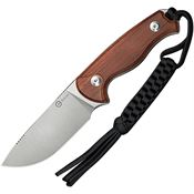 Civivi 230944 Timberbark Satin Drop Point Fixed Blade Knife Brown Wood Handles